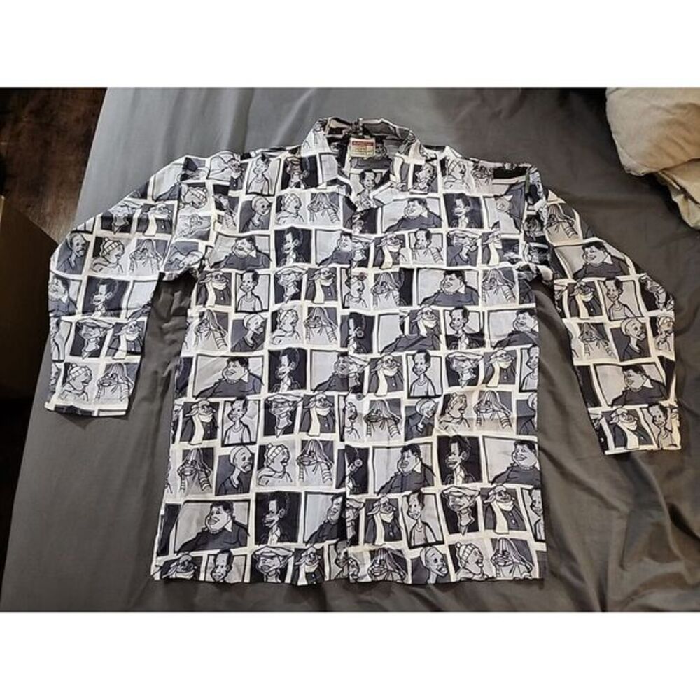 Platinum Fubu Long Sleeve Button Up Shirt Sz LG Fat Albert Street Wear 100% Silk